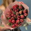 25 красных пионовидных тюльпанов Ред Принц